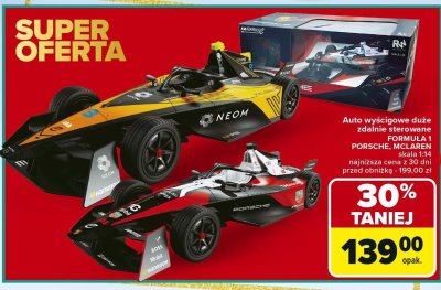 Auto wyścigowe duże zdalnie sterowane FORMUŁA 1 PORSCHE, MCLAREN promocja w Carrefour