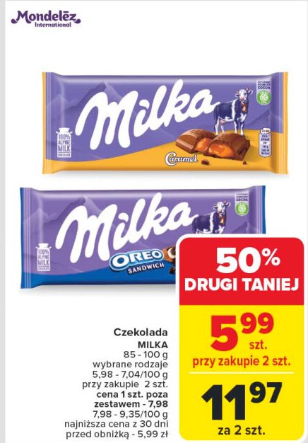 Czekolada caramel Milka promocja w Carrefour Market
