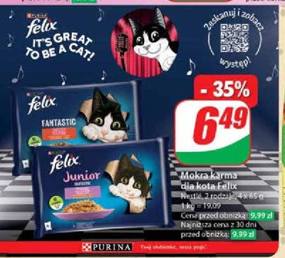 Karma dla kota z wo艂owin膮 i drobiem Purina felix fantastic duo promocja