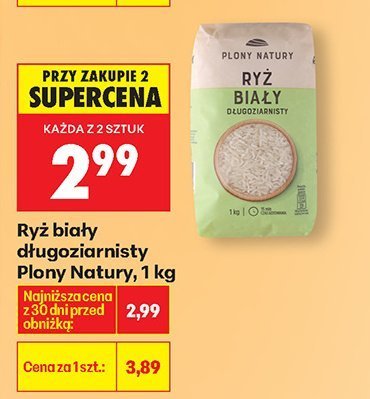 Ryż biały długoziarnisty Plony Natury 1 kg promocja w Biedronka