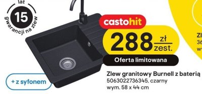 Zlew granitowy Burnell z baterią Castorama promocja w Castorama