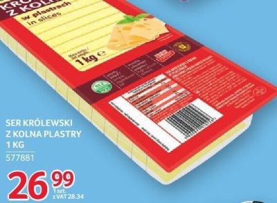Ser królewski z kolną plastry 1kg promocja w Selgros
