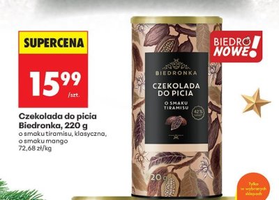 Czekolada do picia 220 g, o smaku tiramisu promocja w Biedronka