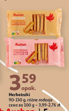 Herbatniki pomarańczowe Auchan różnorodne (logo czerwone) promocja