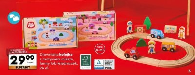 Drewniana kolejka z motywem miasta, farmy lub księżniczek 24 el. Ele Fun promocja w Biedronka
