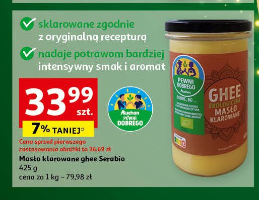 Masło klarowane ghee Auchan pewni dobrego promocja