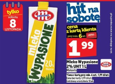 Mleko Wypasione 2% UHT 1L promocja w TOPAZ