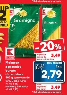 Makaron gramigna K-classic promocja