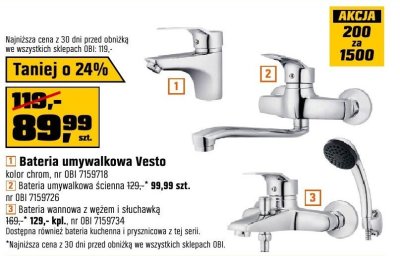 Bateria umywalkowa Vesto kolor chrom promocja w OBI