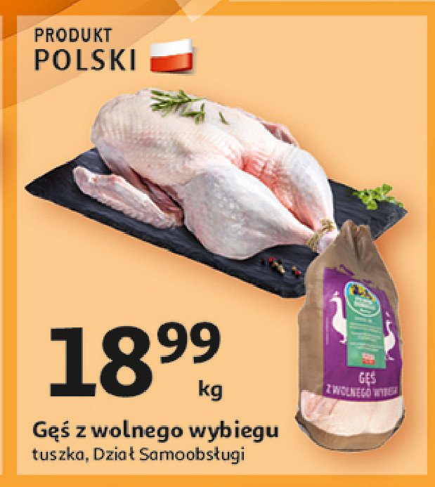 Gęś z wolnego wybiegu tusza Auchan pewni dobrego promocja