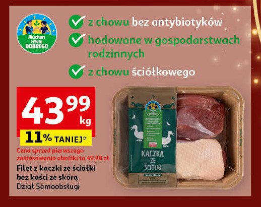 Filet z kaczki ze ściólki bez kości ze skórą Auchan pewni dobrego promocja w Auchan