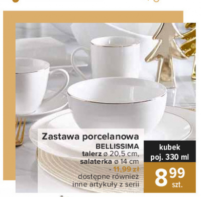 Kubek bellissima ze z艂otym paskiem promocja
