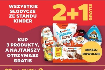 Słodycze ze standu Kinder (różne rodzaje) promocja w Netto