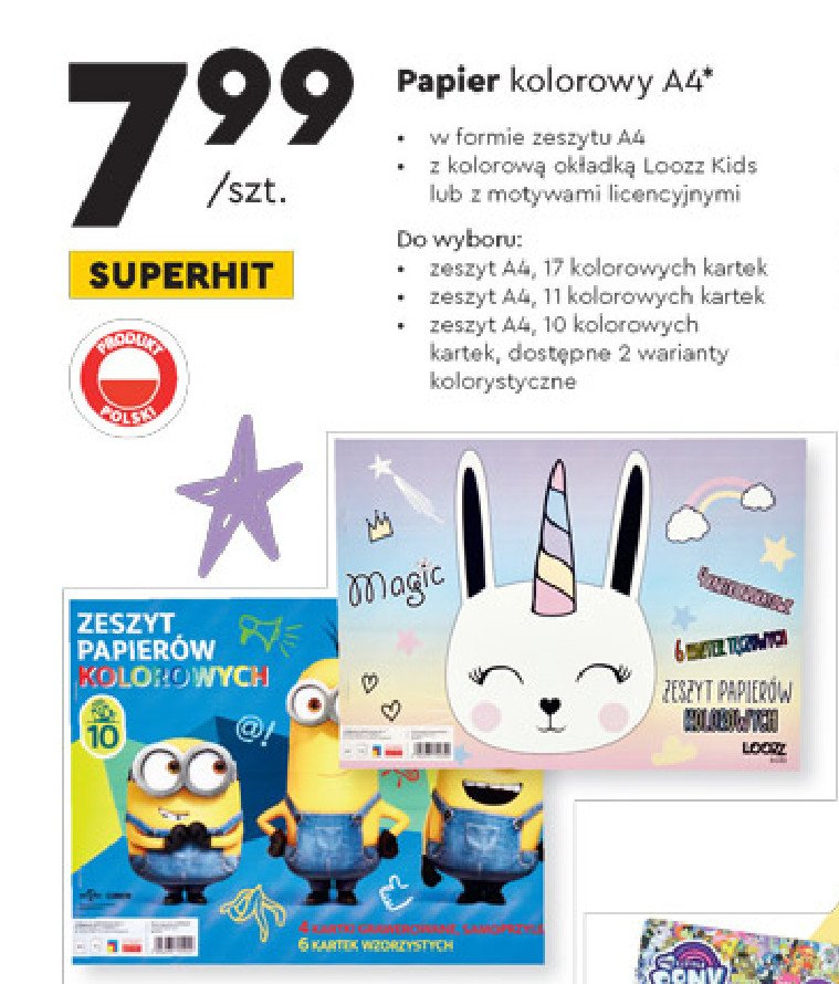 Papier kolorowy a4 loozz kids St. majewski promocja