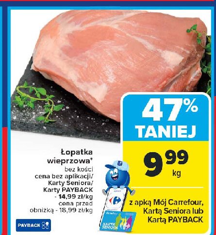 Łopatka wieprzowa bez kości promocja w Carrefour