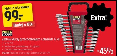 Zestaw kluczy grzechotkowych i płaskich 12 el. MEEC TOOLS promocja w Jula
