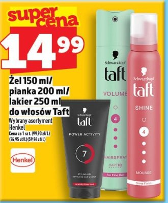 Żel 150ml/pianka 200ml/lakier 250ml do włosów Taft promocja w TOPAZ
