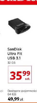 Pendrive ultra fit 64 gb usb 3.1 Sandisk promocja
