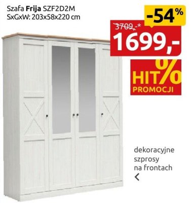 Szafa Frija SZFZD2M, 203x58x220 cm promocja w Black Red White