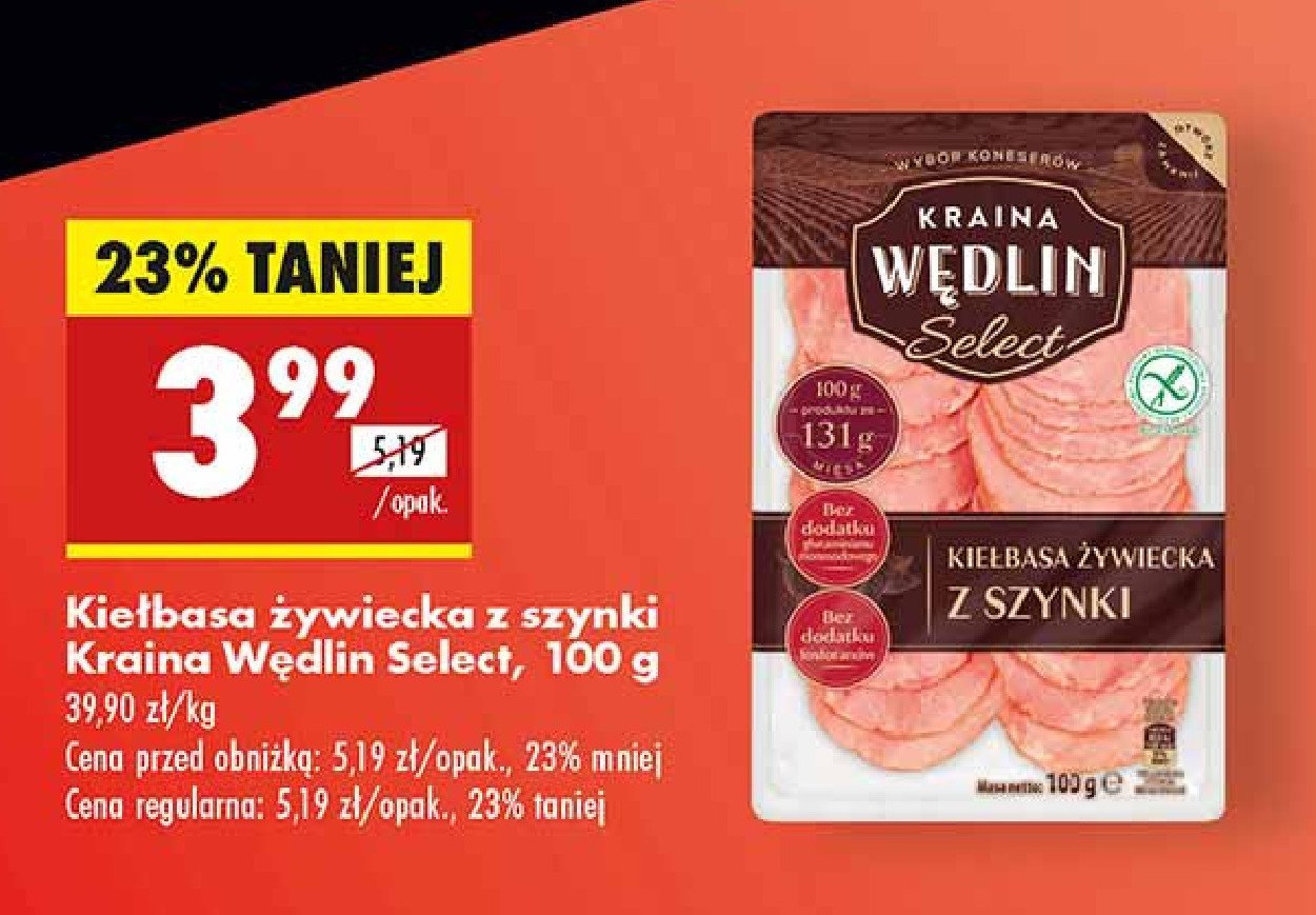 Kiełbasa żywiecka z szynki Kraina wędlin promocja