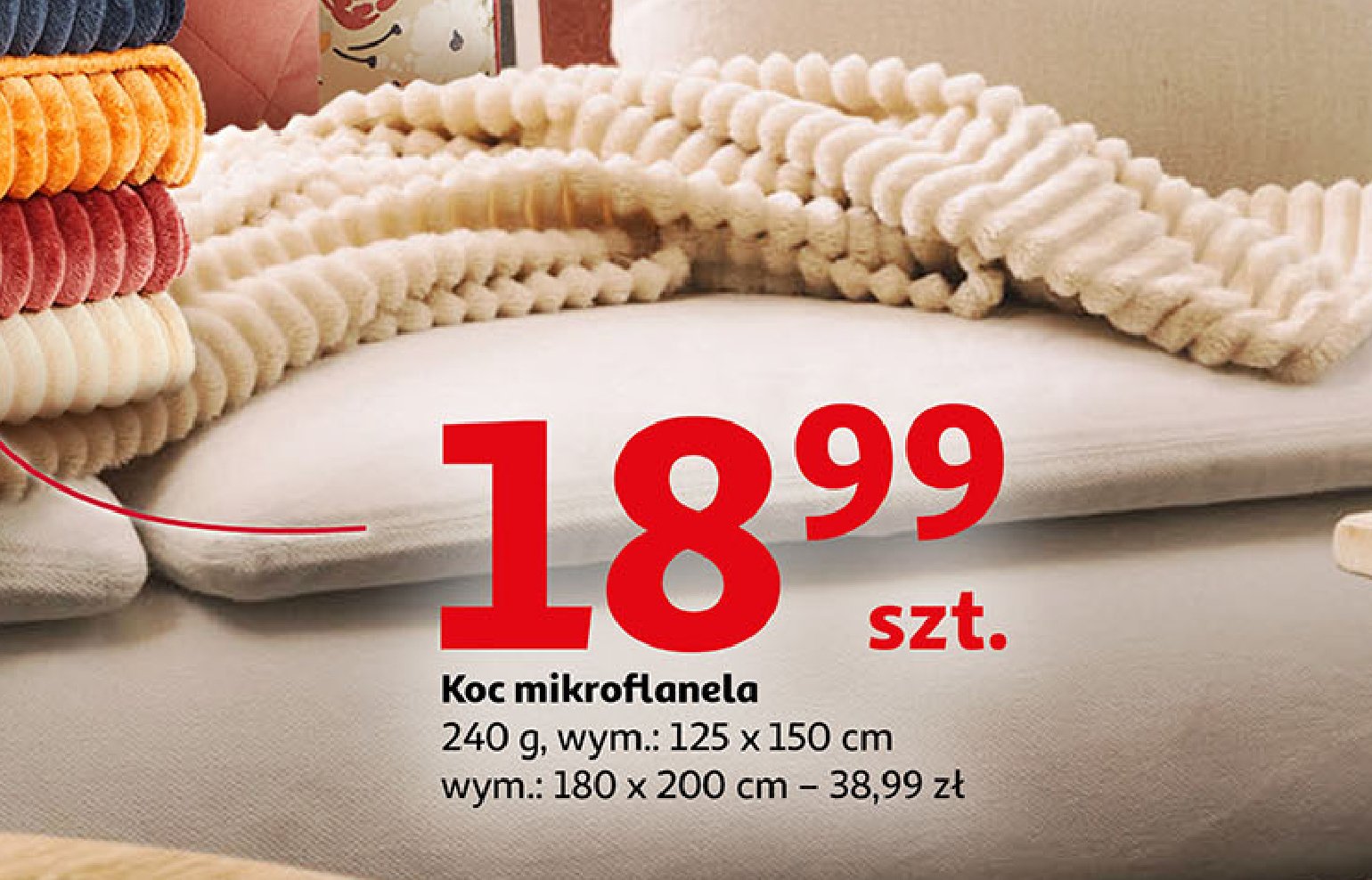 Koc mikroflanela 180 x 200 cm promocja