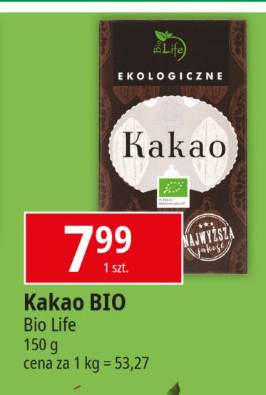 Kakao ekologiczne Biolife promocja