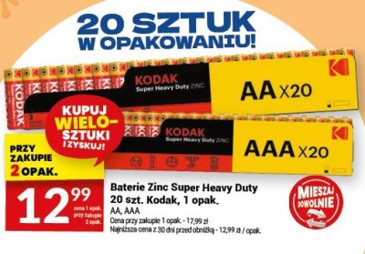 Baterie Zinc Super Heavy Duty 20 szt. Kodak, 1 opak. promocja w Twój Market
