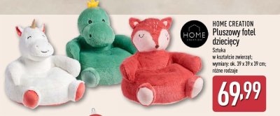 Pluszowy fotel dziecięcy HOME CREATION różne rodzaje promocja w Aldi