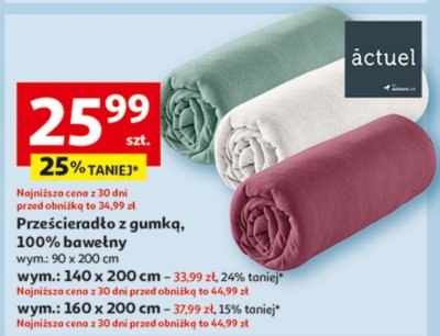 Prześcieradło z gumką, 100% bawełny promocja w Auchan