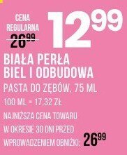 Pasta BIAŁA PERŁA BIEL I ODBUDOWA pasta do zębów 75 ml promocja w Drogerie Natura