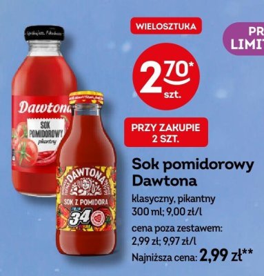 Sok pomidorowy Dawtona klasyczny, pikantny promocja w Żabka