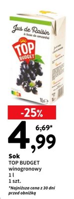 Sok winogronowy TOP BUDGET promocja w Intermarche