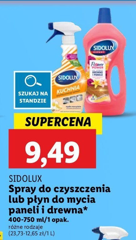 Płyn do drewna i paneli flower power Sidolux expert promocja