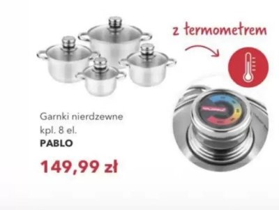 Garnki nierdzewne kpl. 8 el. PABLO z termometrem promocja w Nela