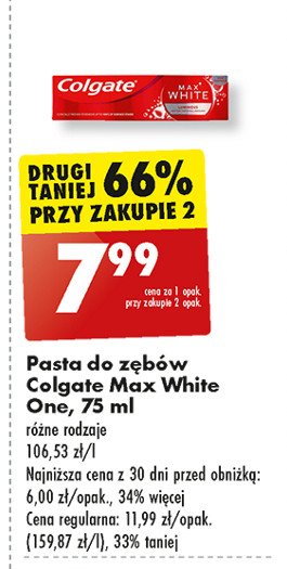 Pasta do zębów luminous Colgate max white one promocja