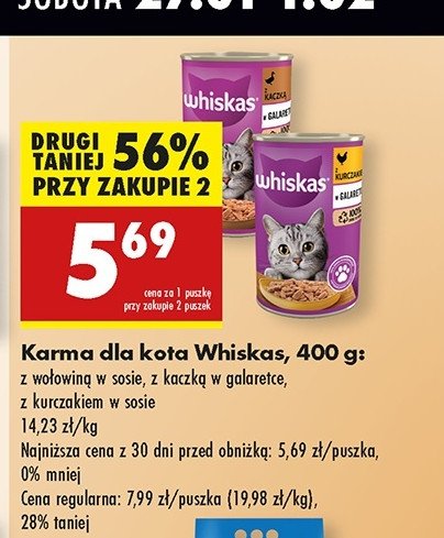 Karma dla kota wołowina Whiskas promocja w Biedronka