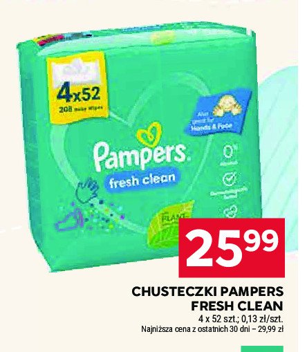 Chusteczki nawilżane Pampers fresh clean promocja