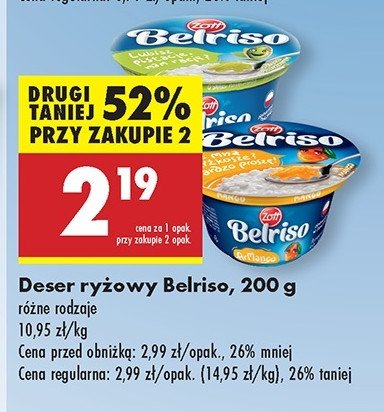 Ryż na mleku karmelowy Zott belriso promocja w Biedronka
