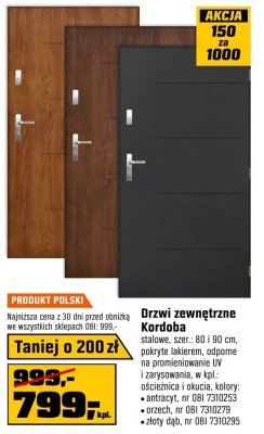 Drzwi zewnętrzne Kordoba promocja w OBI