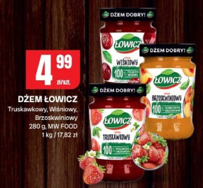 Dżem Łowicz Truskawkowy, Wiśniowy, Brzoskwiniowy 280 g, MW FOOD promocja w Chorten