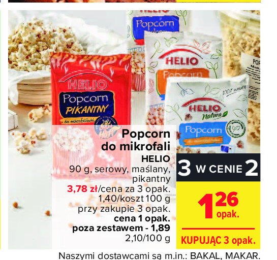 Popcorn serowy Helio promocja