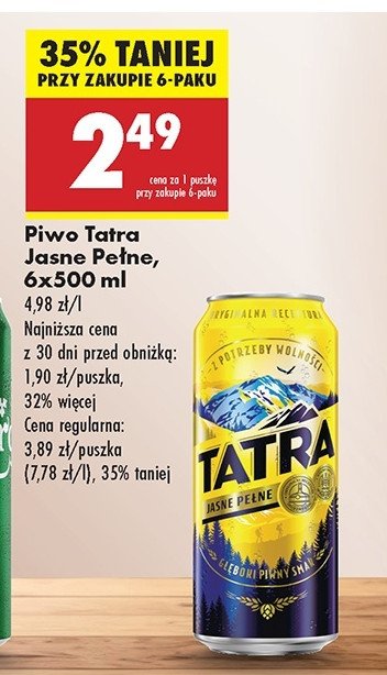 Piwo Tatra jasne pełne promocja