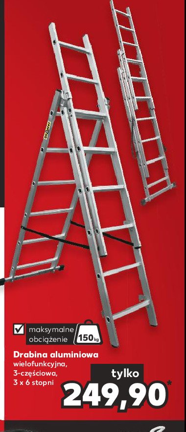 Drabina aluminiowa 3 x 6 stopni promocja