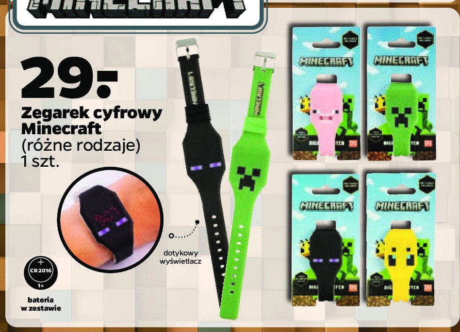 Zegarek cyfrowy minecraft promocja