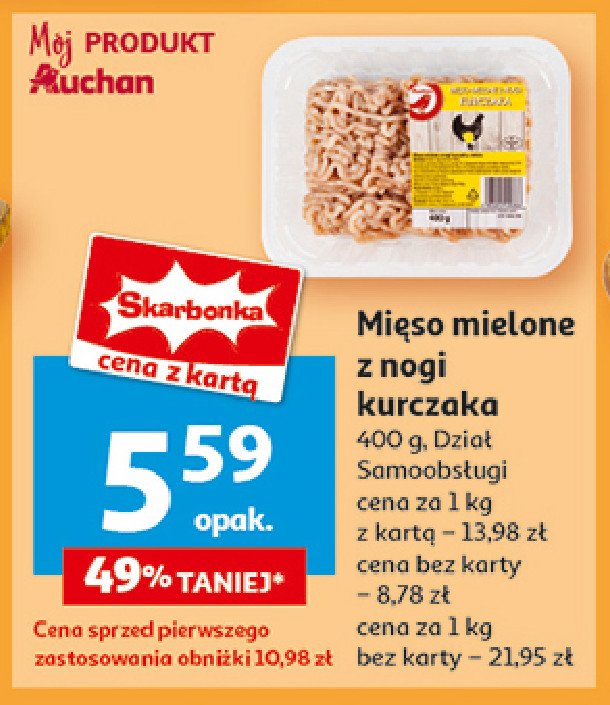 Mięso mielone z nogi kurczaka Auchan promocja