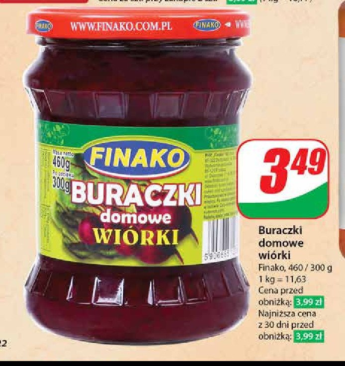 Buraczki domowe wiórki FINAKO promocja w Dino