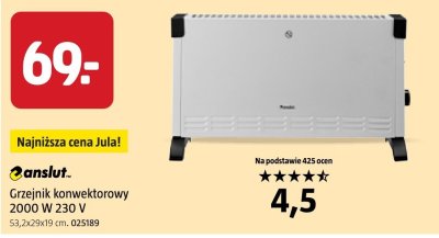 Grzejnik konwektorowy Anslut 2000W 230V promocja w Jula