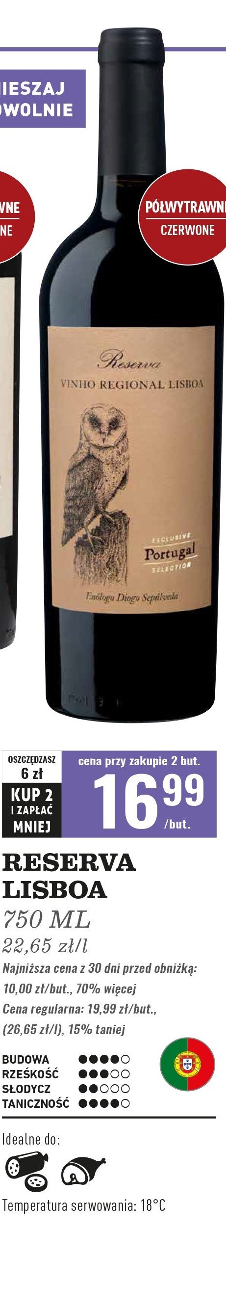 Wino RESERVA REGIONAL LISBOA promocja w Biedronka