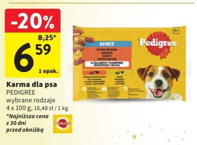 Karma dla psa PEDIGREE wybrane rodzaje 4 x 100 g promocja w Intermarche