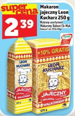 Makaron jajeczny Leon Kucharz 250 g Wybrany asortyment Makarony Babuni Ek-Mak promocja w TOPAZ